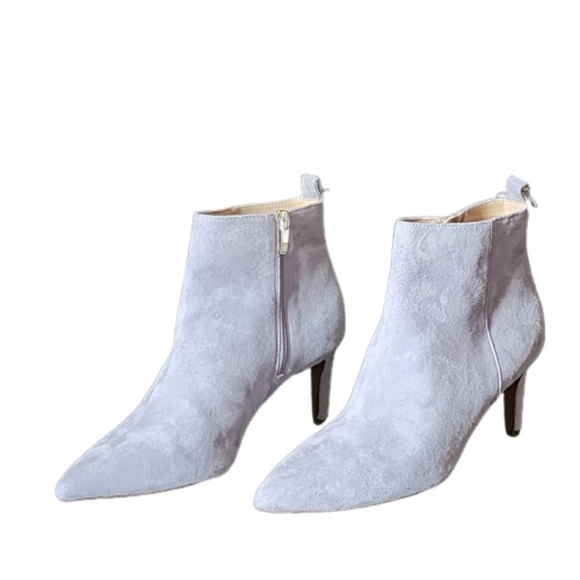 En thread Denise suede leather dress ankle pointy toe booties color light grey - Picture 1 of 7